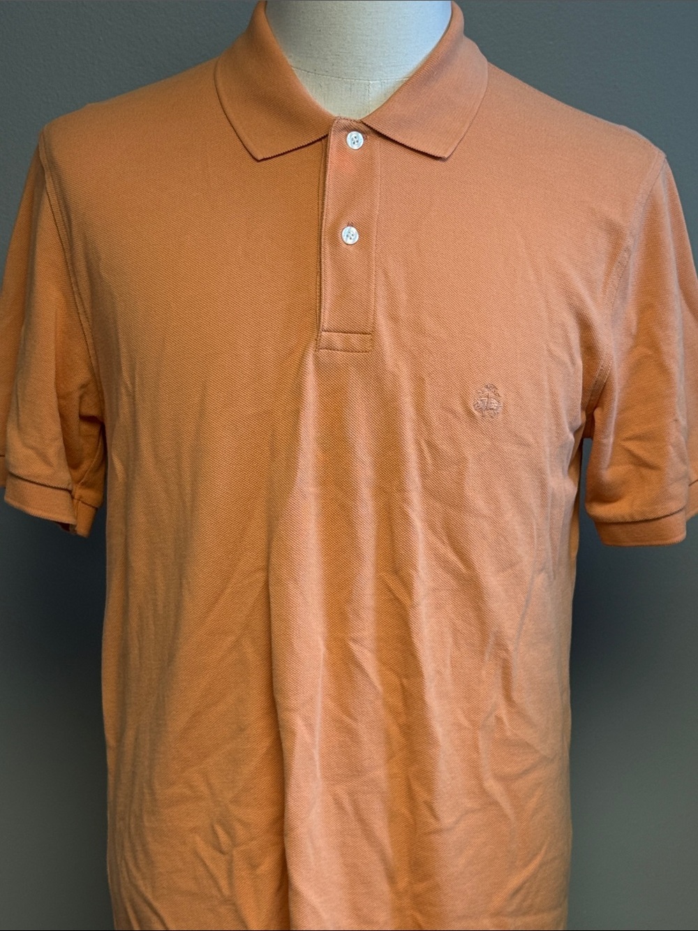 Brooks Brothers Performance Polo Shirt Peach Orange Slim Fit Large 100% Cotton - Picture 2 of 6